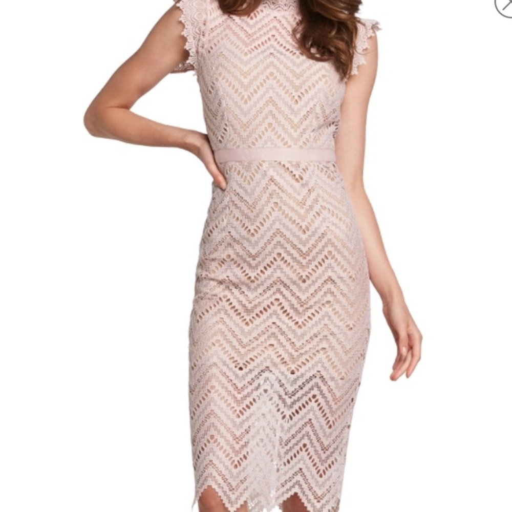 Bardot Lace Dress - Pastel Pink